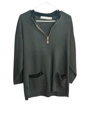 Karen Lessly Black Half-Zip Pocket Pullover